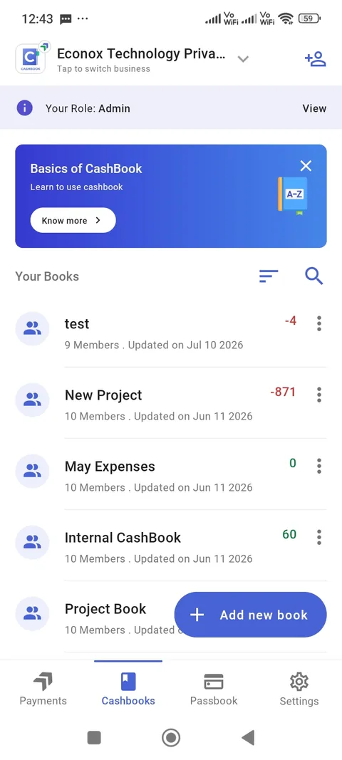 CashBook mobile app screenshot